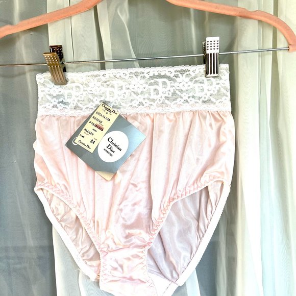 Dior Vintage High Waisted Pink & White Monogram Top Panties NWT Size 4 - Picture 8 of 10